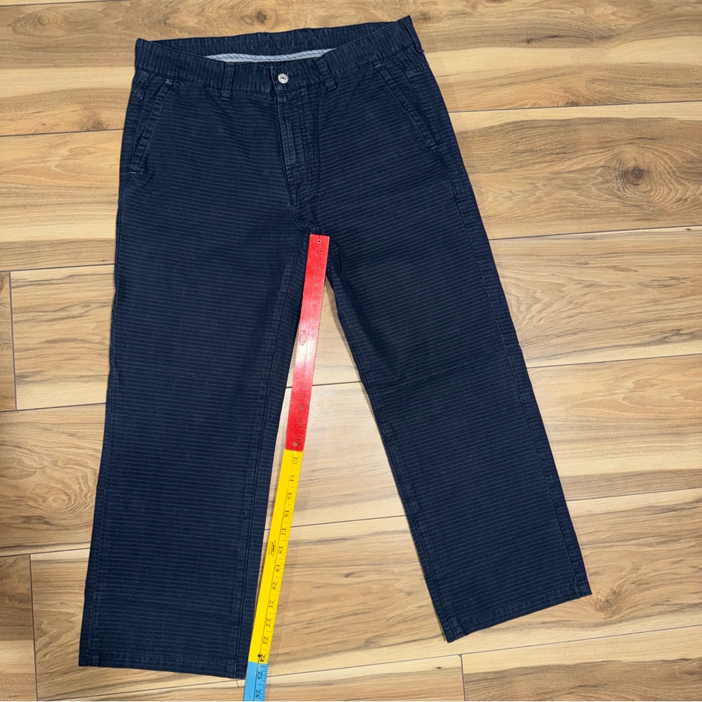7 For All Mankind Straight Leg Jean Men 33x25 Blue High Waters Nerd Preppystripe